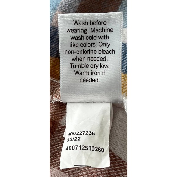 CROFT & BARROW LONG SLEEVE FLANNEL SHIRT, WOMENS, L, BLUE BRN PINK YELLOW PLAID - Picture 9 of 11